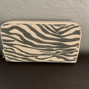 LOFT Zebra Linen Zip Wallet